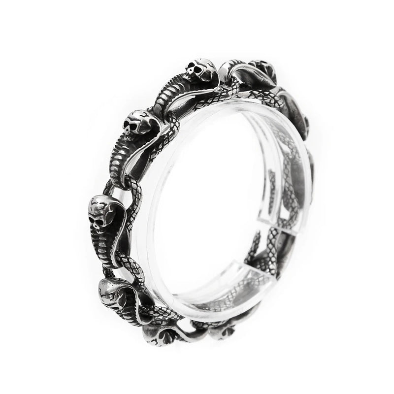 Stainless Steel Skull Snake Bracelet Punk Biker Vintage Animal Charm Jewelry