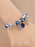 Star Moon Cuff Bracelet with Heart Crown Charm
