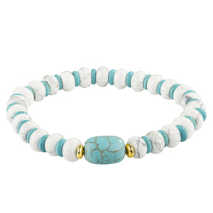 Stretchy Beaded Bracelet with Howalite Chryscolla&White Howlite