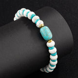 Stretchy Beaded Bracelet with Howalite Chryscolla&White Howlite