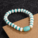 Stretchy Beaded Bracelet with Howalite Chryscolla&White Howlite