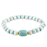 Stretchy Beaded Bracelet with Howalite Chryscolla&White Howlite