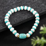 Stretchy Beaded Bracelet with Howalite Chryscolla&White Howlite