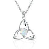 Triangle Rotate Opal Necklace 925 Sterling Silver Pendant