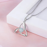 Triangle Rotate Opal Necklace 925 Sterling Silver Pendant
