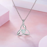 Triangle Rotate Opal Necklace 925 Sterling Silver Pendant
