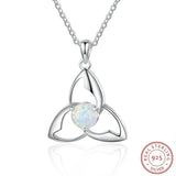 Triangle Rotate Opal Necklace 925 Sterling Silver Pendant