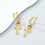 Vintage Cross Dangle Drop Earrings 925 Sterling Silver Jewelry