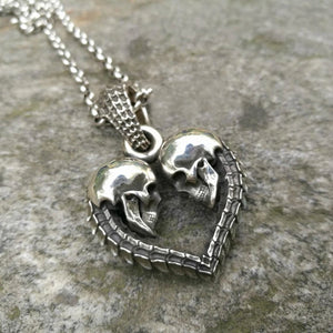 Double Skull Love Pendant for Couples Necklace Jewelry