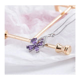 925 Silver Butterfly Pendant Necklace with Amethyst