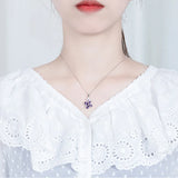 925 Silver Butterfly Pendant Necklace with Amethyst