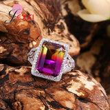 Magic Gradient Multi-Color Square 925 Silver Rings Size 6-10