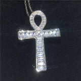 Sterling Silver Diamond Cross Pendant Necklace CZ Gemstones Hiphop Cross