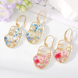 Natural Flower Dangle Earrings Pressed Resin Jewelry