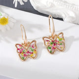 Natural Flower Dangle Earrings Pressed Resin Jewelry