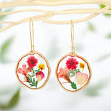 Natural Flower Dangle Earrings Pressed Resin Jewelry