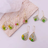 Natural Rose Dangle Earrings Resin Jewelry