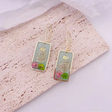 Natural Rose Dangle Earrings Resin Jewelry