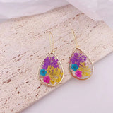 Natural Rose Dangle Earrings Resin Jewelry