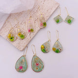 Natural Rose Dangle Earrings Resin Jewelry