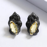Yellow Zircon Irregular Earrings Italian Jewelry Set