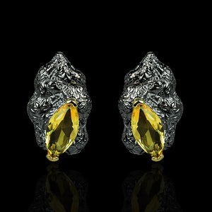 Yellow Zircon Irregular Earrings Italian Jewelry Set