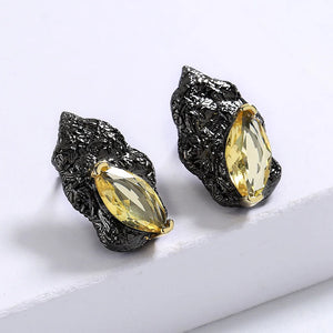 Yellow Zircon Irregular Earrings Italian Jewelry Set