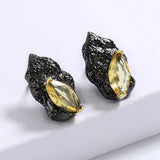Yellow Zircon Irregular Earrings Italian Jewelry Set