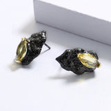 Yellow Zircon Irregular Earrings Italian Jewelry Set