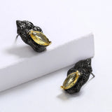 Yellow Zircon Irregular Earrings Italian Jewelry Set