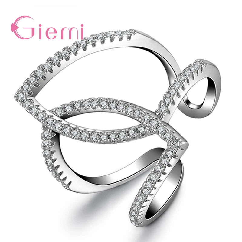 925 Sterling Silver Hollow Finger Ring for Bridal Wedding