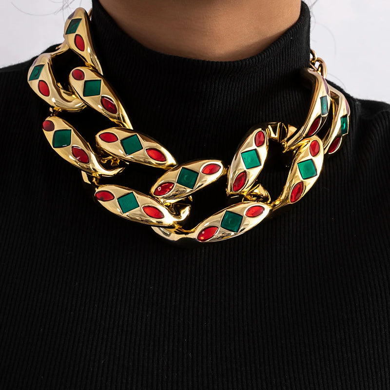 Exaggerated CCB Acrylic Chunky Chain Necklace Hiphop Choker