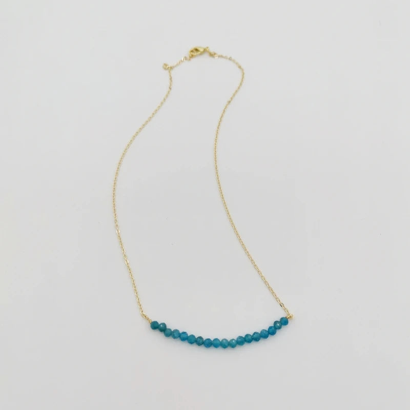 Faceted Apatite Stone Choker 14K Fillled Chain Necklace