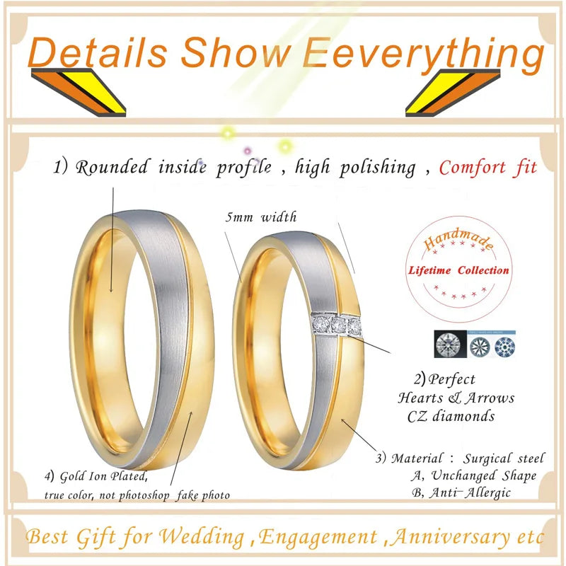 Unique Anniversary Wedding Band Ring for Men and Women