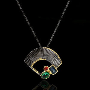 Ginkgo Leaf Zircon 925 Silver Pendant Necklace Lady Jewelry Party Gift