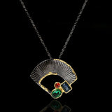 Ginkgo Leaf Zircon 925 Silver Pendant Necklace Lady Jewelry Party Gift
