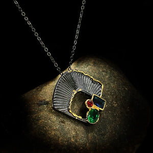 Ginkgo Leaf Zircon 925 Silver Pendant Necklace Lady Jewelry Party Gift