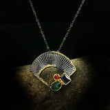Ginkgo Leaf Zircon 925 Silver Pendant Necklace Lady Jewelry Party Gift