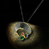 Ginkgo Leaf Zircon 925 Silver Pendant Necklace Lady Jewelry Party Gift