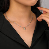 925 Silver Heart Pendant Necklace Bicolor Plated for Women Gift