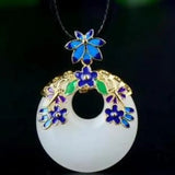 Natural Jade Peace Sign Pendant Necklace