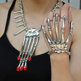 Halloween Hand Skull Skeleton Elastic Bracelet Bangle RCH Men Women Costume