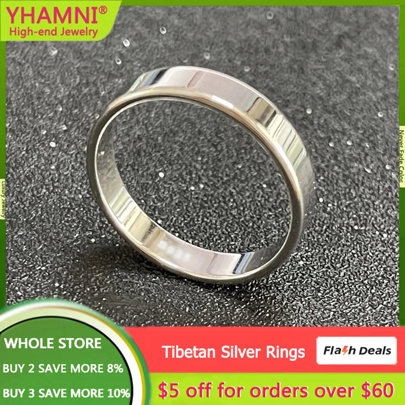 4mm Tibetan Silver Wedding Band Unisex Finger Rings