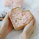 Heart Shaped Glass Jewelry Box Wedding Ring Holder