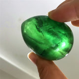 Hand Polished Rainbow Fluorite Crystal Egg Reiki Healing