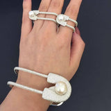 Full CZ Double Pin-Ring for Girls, Two Finger Rings
