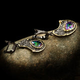 Geometric Oval Earrings with Colorful Crystal Inlay Retro Ethnic Style Jewelry