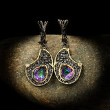 Geometric Oval Earrings with Colorful Crystal Inlay Retro Ethnic Style Jewelry