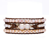 3-Layered Bracelet Fresh Water Pearl Stone Charm Gift Women