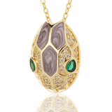 Snake Head Pendant Green Eye CZ Zirconia Necklace Hip Hop Jewelry